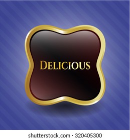 Delicious gold badge or emblem