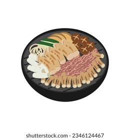 Delicious Gopchang Jeongol Korean Food Illustration Logo