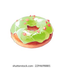 Delicious gourmet doughnut. Vector isometric isolated on white background.