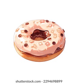 Delicious gourmet doughnut. Vector isometric isolated on white background.
