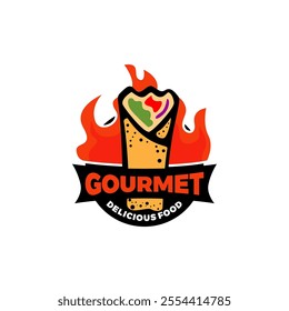 Delicious Gourmet Food Logo for Fastfood Streetfood Meat Kebab Burrito Stand Foodtruck Restaurant Store Food 