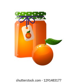 Delicious grandmother's jam of oranges in a home jar.