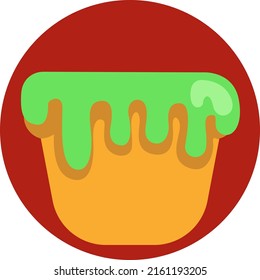 Delicious green cupcake, illustration, vector on a white background.