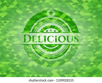  Delicious green emblem with mosaic background