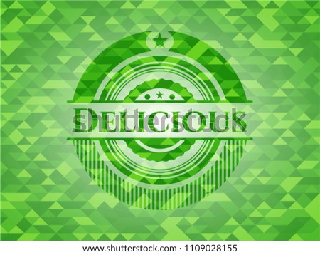  Delicious green emblem with mosaic background