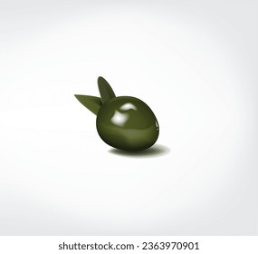 Delicious green olives with leaves, isolated on white background