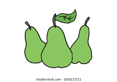 delicious green pear vector illustration. drawing.