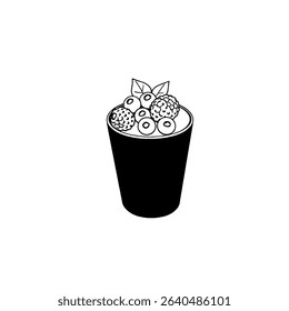 Delicious green smoothie filled with blueberries, and fresh fruit. Perfect for detox themes, healthy lifestyle brands, menu designs, and health visuals. Smoothie cocktail or detox day poster in doodle