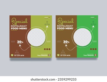 Delicious green social media food creative spicy hot and testy menu banner for burger sale post template