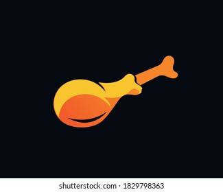 Deliciosa pierna de pollo asada Juego de vectores , Diseño de logotipos de cocina.