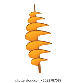 Delicious grilled chicken pieces skewered in a spiral shape, perfect for showcasing a tasty and visually appealing snack