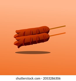 köstliche Grillwurst - flacher Vektorgrafik