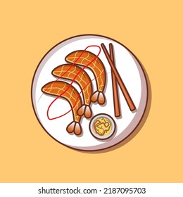 delicious grilled shrimps illustration vector for food icon