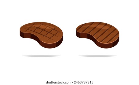 Delicious grilled steak vector isolated on white background.