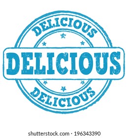 Delicious grunge rubber stamp on white, vector illustration