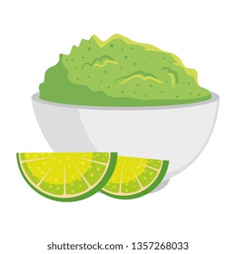 delicious guacamole sauce with lemons fruits