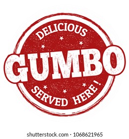 Delicious Gumbo sign or stamp on white background, vector illustration