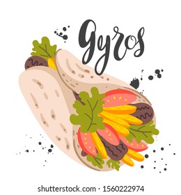 Delicious Gyros Flat Banner Vector Template.