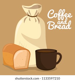 delicious halved bread and coffee label
