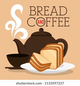 delicious halved bread and coffee label