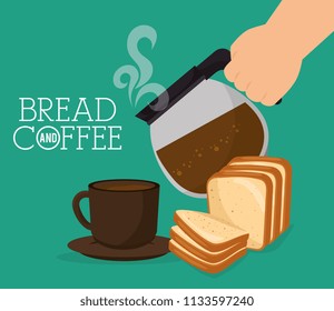 delicious halved bread and coffee label