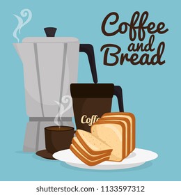 delicious halved bread and coffee label