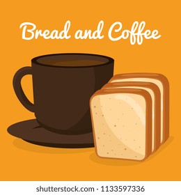 delicious halved bread and coffee label