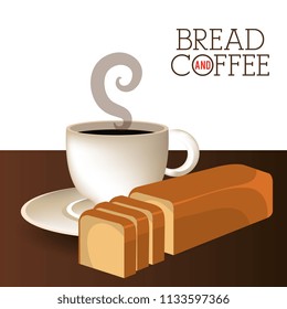 delicious halved bread and coffee label