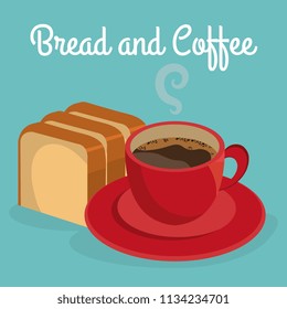 delicious halved bread and coffee label