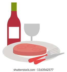 delicious ham in dish with wine