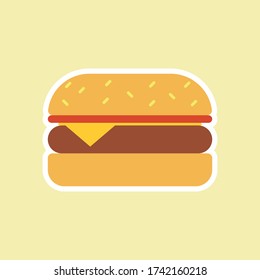 Delicious hamburger.  Classic burger Vector hamburger icons on pastel background