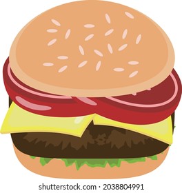 Delicious Hamburger element creation, Food illustration graphic design.
