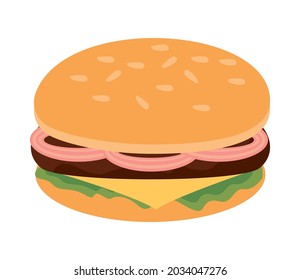delicious hamburger fast food icon