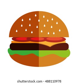 delicious hamburger fast food icon vector illustration design