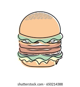 delicious hamburger fast food meal
