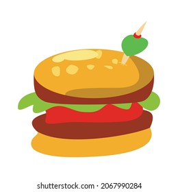 Köstliche Hamburger-Flach-Hamburger-Vektorgrafik
