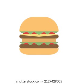 Delicious hamburger flat design burger vector illustration design illustration. Fast food products in flat style on white background. Vector illustration.