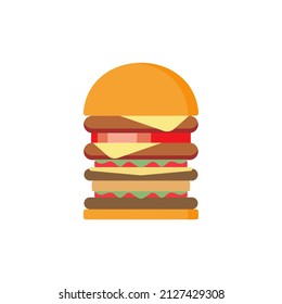 Delicious hamburger flat design burger vector illustration design illustration. Fast food products in flat style on white background. Vector illustration.