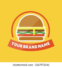 A delicious hamburger. Flat icon, logo or sticker for your design, menu, website, promotional items.