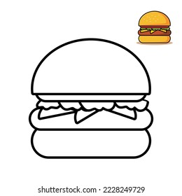 vector de coloración de alimentos en hamburguesa deliciosa