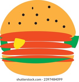 Delicious Hamburger hand drawn illustration