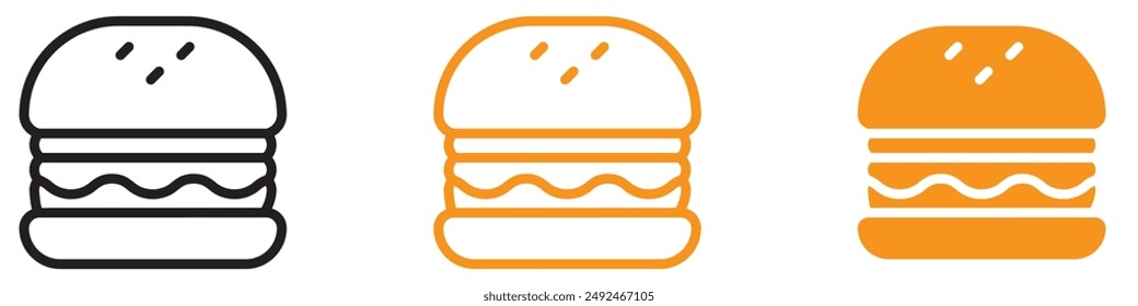 Delicious Hamburger Icon for Fast Food and Culinary Graphics Perfect for Representing Burgers and Casual Dining in Restaurant Promotions