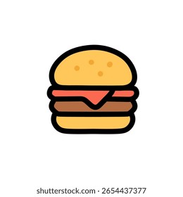 Delicioso Hambúrguer ícone ilustração Fast food restaurante Menu Design Isolado