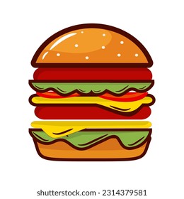 Delicious hamburger icon vector illustration design graphic flat style for fast food and beverages concept