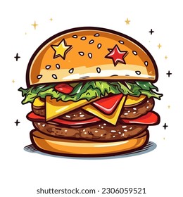 Delicious Hamburger illustration vector  isolated on white background  