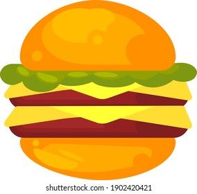 Deliciosa hamburguesa, ilustración, vector sobre un fondo blanco.