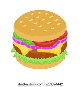 Delicious hamburger with onion and meat
Juicy burger with tomatoes and cucumbers
