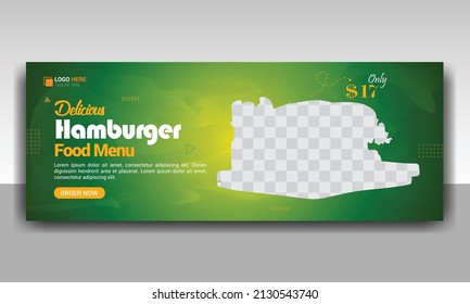 Delicious Hamburger And Restaurant Food Menu Social Media Facebook Cover Or Banner Template