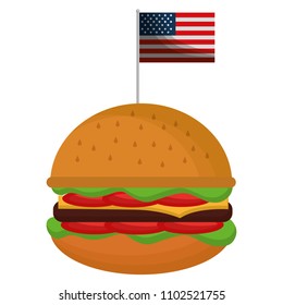 delicious hamburger with USA flag