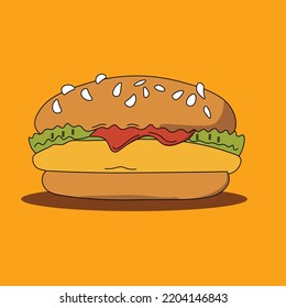 delicious Hamburger vector art drawing 